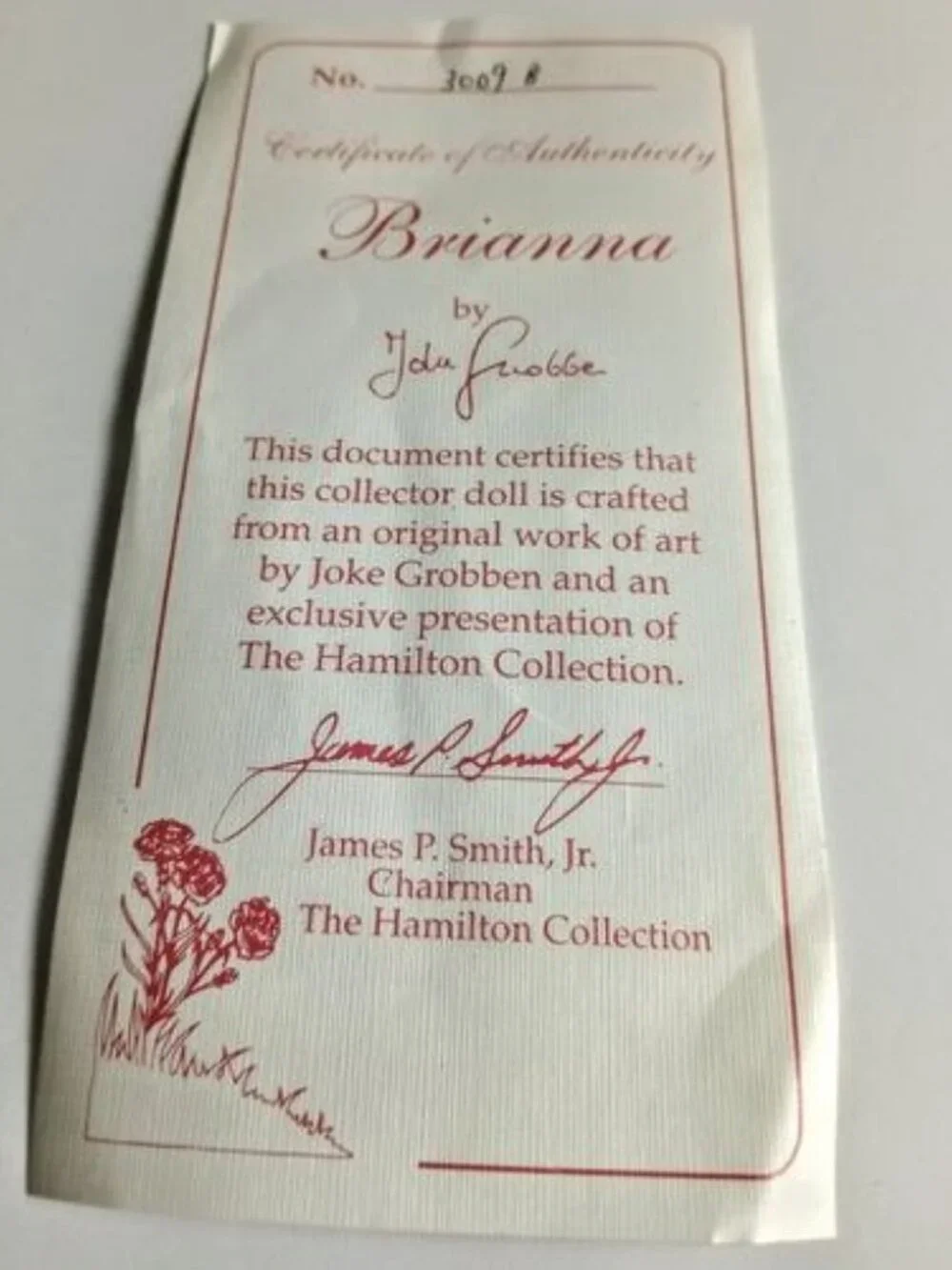 Hamilton Collection Brianna by Joke Grobben 18” Porcelain Doll Boxed